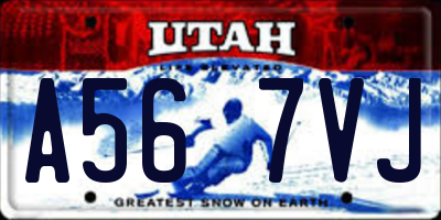 UT license plate A567VJ