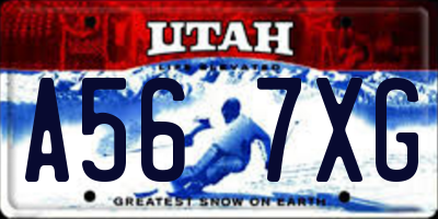 UT license plate A567XG