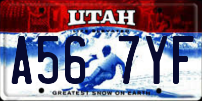 UT license plate A567YF