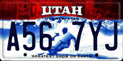 UT license plate A567YJ
