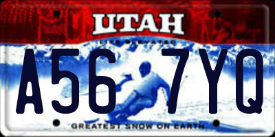 UT license plate A567YQ