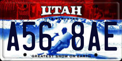 UT license plate A568AE