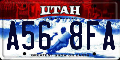 UT license plate A568FA