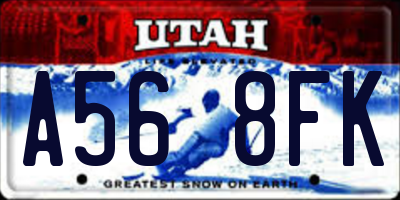 UT license plate A568FK