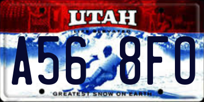 UT license plate A568FO