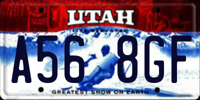 UT license plate A568GF