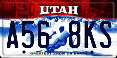 UT license plate A568KS