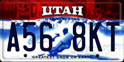 UT license plate A568KT