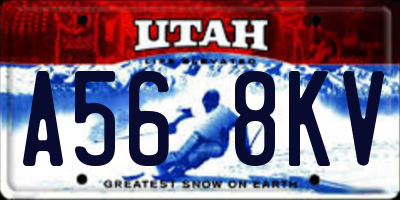 UT license plate A568KV