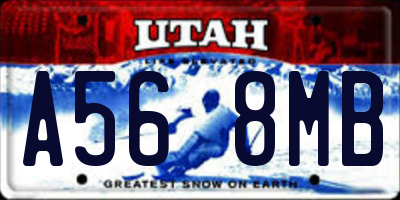 UT license plate A568MB