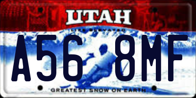 UT license plate A568MF