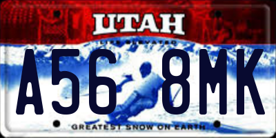 UT license plate A568MK