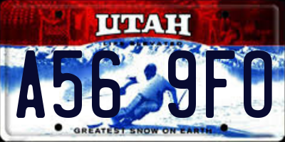 UT license plate A569FO