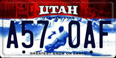 UT license plate A570AF