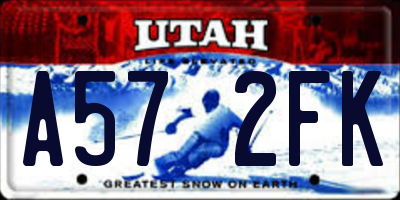 UT license plate A572FK