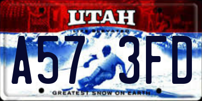 UT license plate A573FD