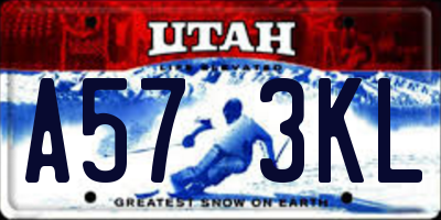 UT license plate A573KL