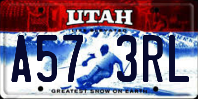 UT license plate A573RL