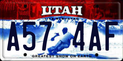 UT license plate A574AF