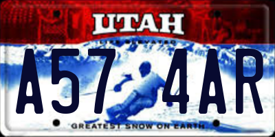 UT license plate A574AR