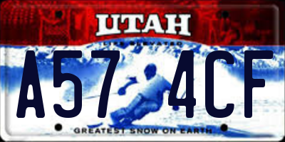 UT license plate A574CF