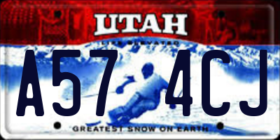 UT license plate A574CJ