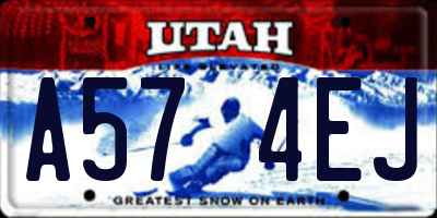 UT license plate A574EJ
