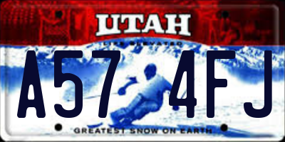 UT license plate A574FJ