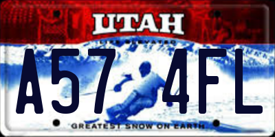 UT license plate A574FL