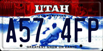UT license plate A574FP