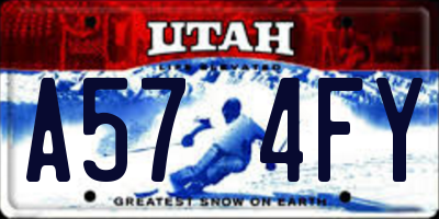 UT license plate A574FY