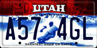 UT license plate A574GL