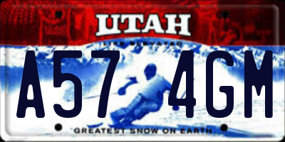 UT license plate A574GM
