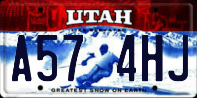 UT license plate A574HJ