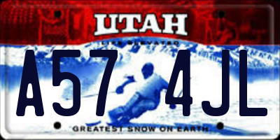 UT license plate A574JL