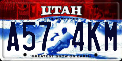 UT license plate A574KM