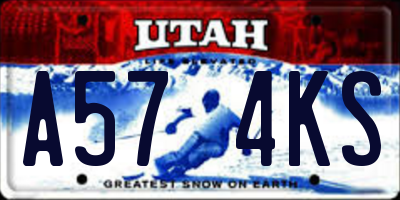 UT license plate A574KS
