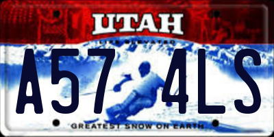 UT license plate A574LS