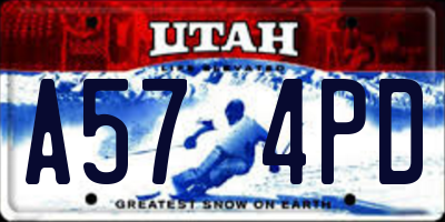 UT license plate A574PD
