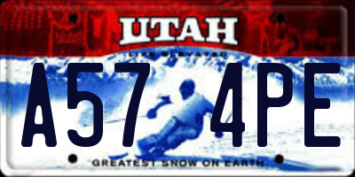 UT license plate A574PE