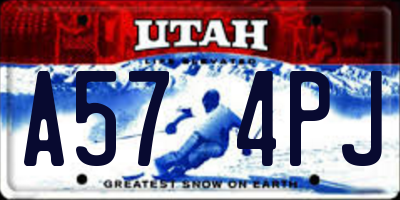 UT license plate A574PJ