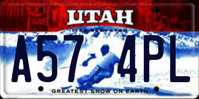 UT license plate A574PL