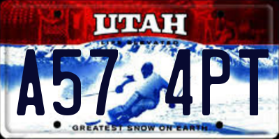 UT license plate A574PT