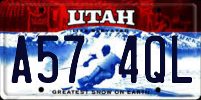UT license plate A574QL