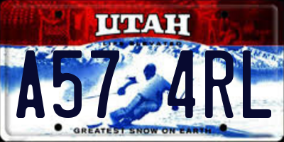 UT license plate A574RL