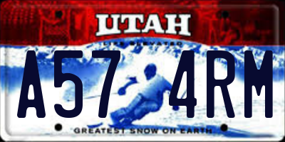 UT license plate A574RM