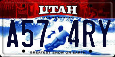 UT license plate A574RY