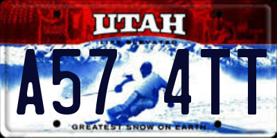 UT license plate A574TT