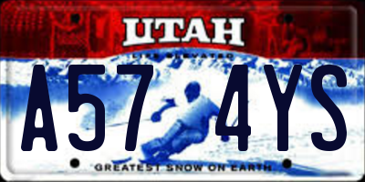 UT license plate A574YS