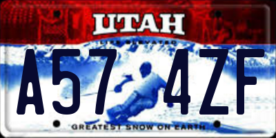 UT license plate A574ZF